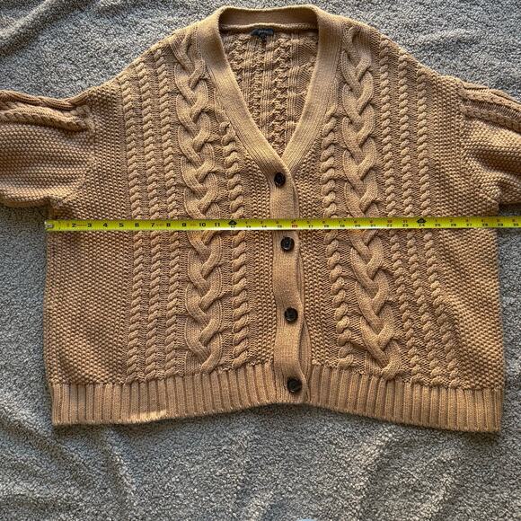 Quince Women’s 100% Organic Cotton Oversized Cable Camel Cardigan Size XL - Picture 8 of 8